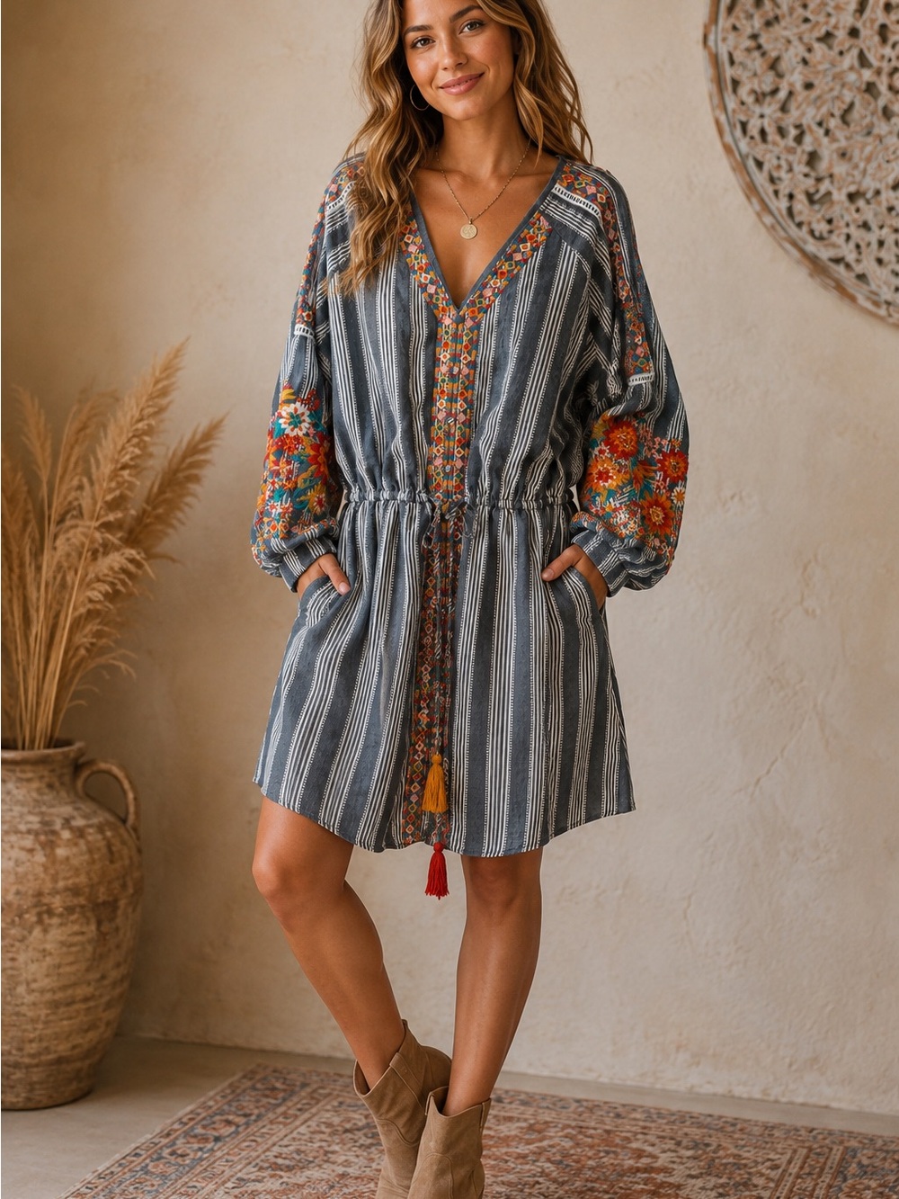 Andre by Unit Embroidered Dress (090678) 🌼 ☮️